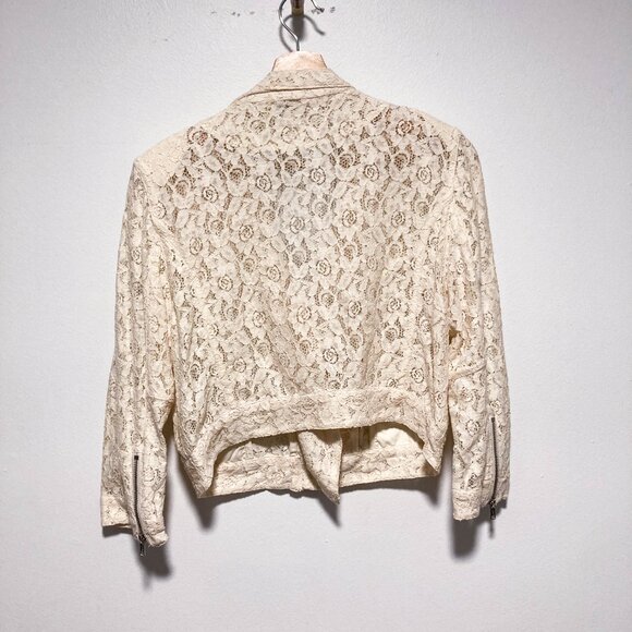 Cream Lace Biker Moto Jacket - Picture 11 of 16